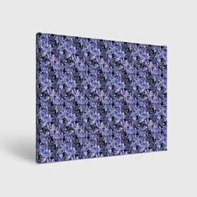 Холст прямоугольный с принтом Сине-фиолетовый цветочный узор в Екатеринбурге, 100% ПВХ |  | однотонный | ретро | синие цветы | темный узор | цветочный узор | цветы