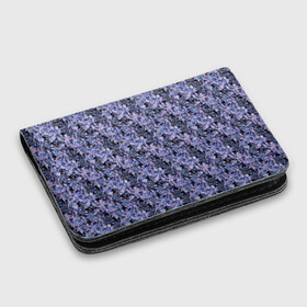 Картхолдер с принтом с принтом Сине-фиолетовый цветочный узор в Екатеринбурге, натуральная матовая кожа | размер 7,3 х 10 см; кардхолдер имеет 4 кармана для карт; | однотонный | ретро | синие цветы | темный узор | цветочный узор | цветы