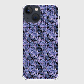Чехол для iPhone 13 mini с принтом Сине фиолетовый цветочный узор в Екатеринбурге,  |  | однотонный | ретро | синие цветы | темный узор | цветочный узор | цветы