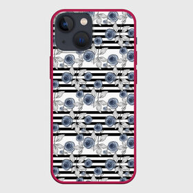 Чехол для iPhone 13 mini с принтом Акварельный полосатый узор в Екатеринбурге,  |  | акварель | акварельные цветы | детский | женский | малышам | модный | цветочный узор | цветы | черный и белый