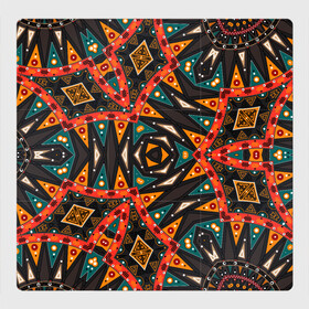 Магнитный плакат 3Х3 с принтом Абстрактный арабский узор  в Екатеринбурге, Полимерный материал с магнитным слоем | 9 деталей размером 9*9 см | абстрактный | арабский | восточный | геометрические фигуры | заплатки | коричневый | оранжевый | орнамент | пэчворк | современный