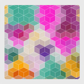Магнитный плакат 3Х3 с принтом Абстрактный разноцветный узор  в Екатеринбурге, Полимерный материал с магнитным слоем | 9 деталей размером 9*9 см | абстрактный | бирюзовый | бордовый | геометрические фигуры | модный | розовый | ромбы | современный