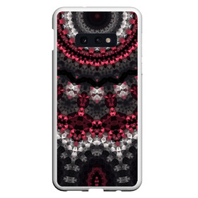 Чехол для Samsung S10E с принтом Красно-черный мозаичный узор  в Екатеринбурге, Силикон | Область печати: задняя сторона чехла, без боковых панелей | абстрактный | восточный орнамент | калейдоскоп | красный и черный | креативный | модный | мозаика | орнамент | популярный | современный