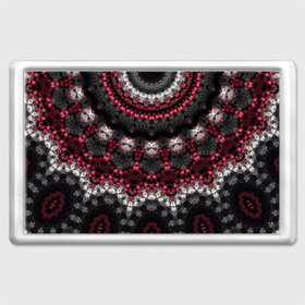 Магнит 45*70 с принтом Красно-черный мозаичный узор  в Екатеринбурге, Пластик | Размер: 78*52 мм; Размер печати: 70*45 | абстрактный | восточный орнамент | калейдоскоп | красный и черный | креативный | модный | мозаика | орнамент | популярный | современный