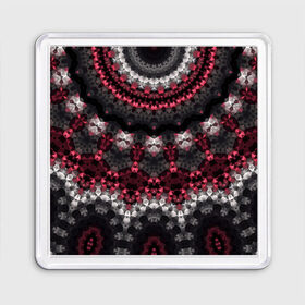 Магнит 55*55 с принтом Красно-черный мозаичный узор  в Екатеринбурге, Пластик | Размер: 65*65 мм; Размер печати: 55*55 мм | абстрактный | восточный орнамент | калейдоскоп | красный и черный | креативный | модный | мозаика | орнамент | популярный | современный