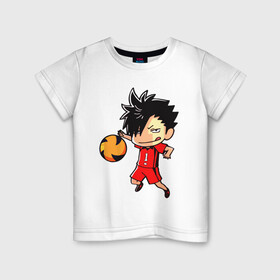 Детская футболка хлопок с принтом КУРОО ТЕЦУРО / TETSURO в Екатеринбурге, 100% хлопок | круглый вырез горловины, полуприлегающий силуэт, длина до линии бедер | Тематика изображения на принте: anime | haikyu | kuroo tetsuro | manga | nekoma. | аниме | волейбол | герой | куроо тецуро | манга | некома | персонаж