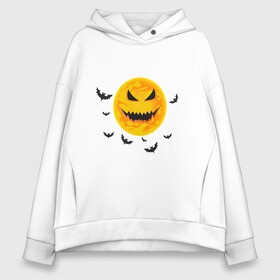 Женское худи Oversize хлопок с принтом Halloween  в Екатеринбурге, френч-терри — 70% хлопок, 30% полиэстер. Мягкий теплый начес внутри —100% хлопок | боковые карманы, эластичные манжеты и нижняя кромка, капюшон на магнитной кнопке | drawing | halloweencostume | pumpkin | праздник | хэллоуин