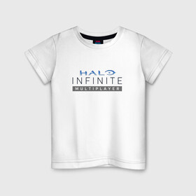 Детская футболка хлопок с принтом Halo Infinite в Екатеринбурге, 100% хлопок | круглый вырез горловины, полуприлегающий силуэт, длина до линии бедер | games | halo | xbox | xbox game | иллюстрация | логотип | мастер чиф | мультиплеер