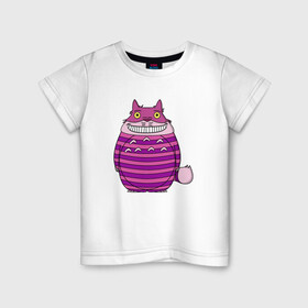 Детская футболка хлопок с принтом Totoro Cat в Екатеринбурге, 100% хлопок | круглый вырез горловины, полуприлегающий силуэт, длина до линии бедер | cat | ghibli | japan | nature | neigbor | neighbour | totoro | анимация | аниме | гибли | друг | животные | кот | кошка | лес | милый | мир | миядзаки | мой сосед тоторо | мульт | мультфильм | природа | сосед | тоторо | хаяо