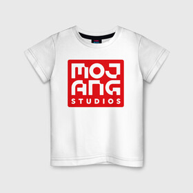 Детская футболка хлопок с принтом Mojang Studios в Екатеринбурге, 100% хлопок | круглый вырез горловины, полуприлегающий силуэт, длина до линии бедер | gamers | games | microsoft | minecraft | mojang | xbox | иллюстрация | логотип