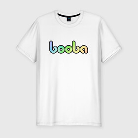 Мужская футболка хлопок Slim с принтом BOOBA LOGO | БУБА ЛОГО (Z) в Екатеринбурге, 92% хлопок, 8% лайкра | приталенный силуэт, круглый вырез ворота, длина до линии бедра, короткий рукав | baby | booba | buba | gnom | logo | буба | гном | гномик | детям | для ребенка | лого | логотип | мультик | ребенку
