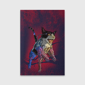 Обложка для паспорта матовая кожа с принтом CYBERCAT | КИБЕРКОТ (Z) в Екатеринбурге, натуральная матовая кожа | размер 19,3 х 13,7 см; прозрачные пластиковые крепления | 2077 | cat | cats | cyber cat | meow | кибер кот | киберкот | кот | котик | котики | коты | кошка | кошки | красивая кошка | мяу