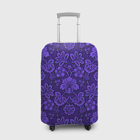 Чехол для чемодана 3D с принтом Домашние обои  в Екатеринбурге, 86% полиэфир, 14% спандекс | двустороннее нанесение принта, прорези для ручек и колес | домашние обои | обои | орнамент | текстуры | узор | фиолетовое | хохлома | цветы