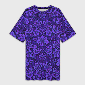 Платье-футболка 3D с принтом Домашние обои в Екатеринбурге,  |  | домашние обои | обои | орнамент | текстуры | узор | фиолетовое | хохлома | цветы