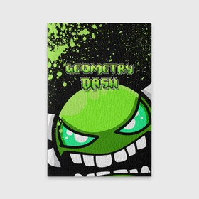 Обложка для паспорта матовая кожа с принтом Geometry Dash (Green) в Екатеринбурге, натуральная матовая кожа | размер 19,3 х 13,7 см; прозрачные пластиковые крепления | dash | geometry | geometry dash | геометри десш | квадрат | мобильная игра | шеометри даш