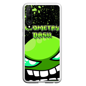 Чехол для Honor P30 с принтом Geometry Dash (Green) в Екатеринбурге, Силикон | Область печати: задняя сторона чехла, без боковых панелей | dash | geometry | geometry dash | геометри десш | квадрат | мобильная игра | шеометри даш