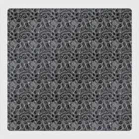 Магнитный плакат 3Х3 с принтом Черно-белый ажурный узор  в Екатеринбурге, Полимерный материал с магнитным слоем | 9 деталей размером 9*9 см | Тематика изображения на принте: абстрактные цветы | абстрактный узор | ажурный | для женщин | кружевные цветы | модный | цветочный | цветы | черный и белый