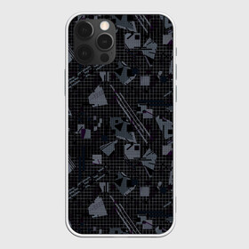 Чехол для iPhone 12 Pro с принтом Темный серый узор мемфис в Екатеринбурге, силикон | область печати: задняя сторона чехла, без боковых панелей | абстрактный | геометрический | детский | клетка | клетчатый узор | линии | мемфис | популярный | современный | темно черный | школьный