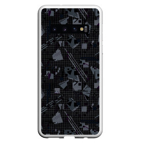 Чехол для Samsung Galaxy S10 с принтом Темный серый узор мемфис в Екатеринбурге, Силикон | Область печати: задняя сторона чехла, без боковых панелей | абстрактный | геометрический | детский | клетка | клетчатый узор | линии | мемфис | популярный | современный | темно черный | школьный