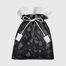 Подарочный 3D мешок с принтом Темный серый узор мемфис в Екатеринбурге, 100% полиэстер | Размер: 29*39 см | Тематика изображения на принте: абстрактный | геометрический | детский | клетка | клетчатый узор | линии | мемфис | популярный | современный | темно черный | школьный