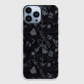 Чехол для iPhone 13 Pro Max с принтом Темный серый узор мемфис в Екатеринбурге,  |  | Тематика изображения на принте: абстрактный | геометрический | детский | клетка | клетчатый узор | линии | мемфис | популярный | современный | темно черный | школьный