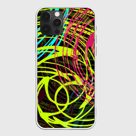 Чехол для iPhone 12 Pro Max с принтом Разноцветные спирали  в Екатеринбурге, Силикон |  | абстрактный | желтый | круги | модный | молодежный | разводы | разноцветная абстракция | розовый | современный | спирали | черный