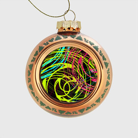 Стеклянный ёлочный шар с принтом Разноцветные спирали  в Екатеринбурге, Стекло | Диаметр: 80 мм | Тематика изображения на принте: абстрактный | желтый | круги | модный | молодежный | разводы | разноцветная абстракция | розовый | современный | спирали | черный