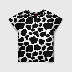 Детская футболка 3D с принтом Пятна Далматинца  в Екатеринбурге, 100% гипоаллергенный полиэфир | прямой крой, круглый вырез горловины, длина до линии бедер, чуть спущенное плечо, ткань немного тянется | 101 далматинец | dalmations | далматин | мраморный окрас | черно белые пятна | черное на белом