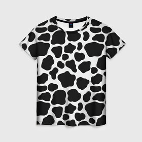 Женская футболка 3D с принтом Пятна Далматинца  в Екатеринбурге, 100% полиэфир ( синтетическое хлопкоподобное полотно) | прямой крой, круглый вырез горловины, длина до линии бедер | 101 далматинец | dalmations | далматин | мраморный окрас | черно белые пятна | черное на белом