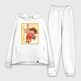 Женский костюм хлопок Oversize с принтом Monkey D. Luffy One Piece в Екатеринбурге,  |  | anime | manga | monkey d. luffy | one piece | аниме | большой куш | ван пис | вон пис | гол д. роджер | кайдо | король пиратов | луфи | луффи | манга | манки д. луффи | нами | нико робин | пират | портгас д. эйс | ророноа зоро