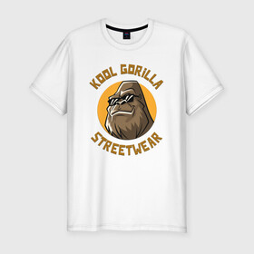 Мужская футболка хлопок Slim с принтом Koll Gorilla Streetwear в Екатеринбурге, 92% хлопок, 8% лайкра | приталенный силуэт, круглый вырез ворота, длина до линии бедра, короткий рукав | Тематика изображения на принте: gorilla | koll gorilla | streetwear | горилла | обезьяна