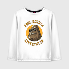 Детский лонгслив хлопок с принтом Koll Gorilla Streetwear в Екатеринбурге, 100% хлопок | круглый вырез горловины, полуприлегающий силуэт, длина до линии бедер | Тематика изображения на принте: gorilla | koll gorilla | streetwear | горилла | обезьяна