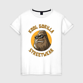 Женская футболка хлопок с принтом Koll Gorilla Streetwear в Екатеринбурге, 100% хлопок | прямой крой, круглый вырез горловины, длина до линии бедер, слегка спущенное плечо | gorilla | koll gorilla | streetwear | горилла | обезьяна