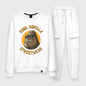 Женский костюм хлопок с принтом Koll Gorilla Streetwear в Екатеринбурге, 100% хлопок | на свитшоте круглая горловина, мягкая резинка по низу. Брюки заужены к низу, на них два вида карманов: два 