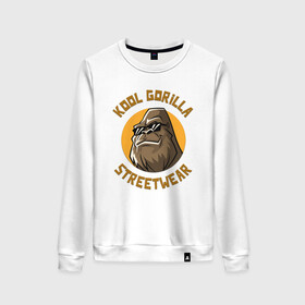 Женский свитшот хлопок с принтом Koll Gorilla Streetwear в Екатеринбурге, 100% хлопок | прямой крой, круглый вырез, на манжетах и по низу широкая трикотажная резинка  | Тематика изображения на принте: gorilla | koll gorilla | streetwear | горилла | обезьяна