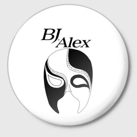 Значок с принтом Маска BJ Alex в Екатеринбурге,  металл | круглая форма, металлическая застежка в виде булавки | Тематика изображения на принте: alex | bj | bj alex | алекс | ан джи вон | аниме | дживон | маска | сенен ай | стример