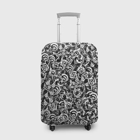 Чехол для чемодана 3D с принтом Genshin impact elements в Екатеринбурге, 86% полиэфир, 14% спандекс | двустороннее нанесение принта, прорези для ручек и колес | anime | rpg | аниме | геншин импакт | паттерн | символы | узор | элементы