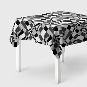 Скатерть 3D с принтом Черно-белый абстрактный узор в Екатеринбурге, 100% полиэстер (ткань не мнется и не растягивается) | Размер: 150*150 см | абстрактный | геометрический | модный | молодежный | монохромный | простой | черный и белый