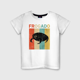Детская футболка хлопок с принтом Дождевая жаба Frog + Avocado в Екатеринбурге, 100% хлопок | круглый вырез горловины, полуприлегающий силуэт, длина до линии бедер | Тематика изображения на принте: avocado | breviceps fuscus | english | frog | авокадо | амфибия | африка | африканская дождевая лягушка | винтаж | винтажный дизайн | дождевая жаба | жаба | иллюстрация | иностранный | лягушка | надпись | по английски