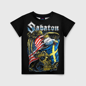 Детская футболка 3D с принтом Sabaton в Екатеринбурге, 100% гипоаллергенный полиэфир | прямой крой, круглый вырез горловины, длина до линии бедер, чуть спущенное плечо, ткань немного тянется | heavy metal | heroes | sabaton | the great war | the last stand | группы | метал | музыка | сабатон | хэви метал