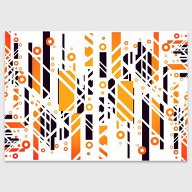Поздравительная открытка с принтом абстракция маршрут в Екатеринбурге, 100% бумага | плотность бумаги 280 г/м2, матовая, на обратной стороне линовка и место для марки
 | абстракция | движение | карта | круги | линии | маршрут | оранжевый | прямоугольники | черный