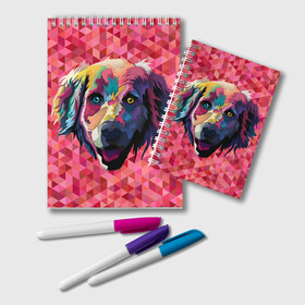 Блокнот с принтом Радужный пёс в Екатеринбурге, 100% бумага | 48 листов, плотность листов — 60 г/м2, плотность картонной обложки — 250 г/м2. Листы скреплены удобной пружинной спиралью. Цвет линий — светло-серый
 | Тематика изображения на принте: animal | dog | звери | пёс | пёсель | радужный | собака | собакен