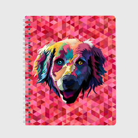 Тетрадь с принтом Радужный пёс в Екатеринбурге, 100% бумага | 48 листов, плотность листов — 60 г/м2, плотность картонной обложки — 250 г/м2. Листы скреплены сбоку удобной пружинной спиралью. Уголки страниц и обложки скругленные. Цвет линий — светло-серый
 | Тематика изображения на принте: animal | dog | звери | пёс | пёсель | радужный | собака | собакен