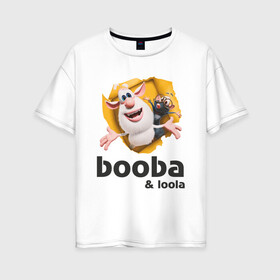 Женская футболка хлопок Oversize с принтом Буба и Лола в Екатеринбурге, 100% хлопок | свободный крой, круглый ворот, спущенный рукав, длина до линии бедер
 | booba | loola | буба | домовой | крыса | лола