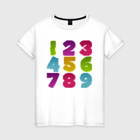 Женская футболка хлопок с принтом цифры в Екатеринбурге, 100% хлопок | прямой крой, круглый вырез горловины, длина до линии бедер, слегка спущенное плечо | биржа | дети | математика | таблица | ученик | учитель | цена | цифры | число | школа