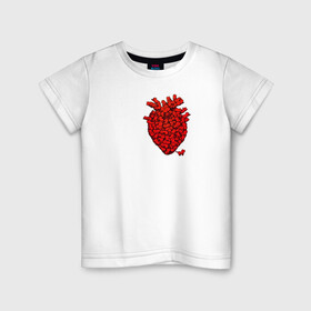 Детская футболка хлопок с принтом Сердце из котиков в Екатеринбурге, 100% хлопок | круглый вырез горловины, полуприлегающий силуэт, длина до линии бедер | 14 февраля | день святого валентина | кот | котики | кошка | любовь | орган | сердце