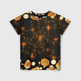 Детская футболка 3D с принтом Криптовалюта | Crypto (Z) в Екатеринбурге, 100% гипоаллергенный полиэфир | прямой крой, круглый вырез горловины, длина до линии бедер, чуть спущенное плечо, ткань немного тянется | binance coin | bitcoin | blockchain | btc | cardano | crypto | ethereum | litecoin | polkadot | tether | xrp | биткоин | блокчейн | валюта | деньги | криптовалюта | майнер | майнинг | цифровая валюта | цифровое золото | эфир
