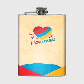 Фляга с принтом Heart I love Armenia в Екатеринбурге, металлический корпус | емкость 0,22 л, размер 125 х 94 мм. Виниловая наклейка запечатывается полностью | Тематика изображения на принте: armenia | logo | армения | армян | армяни | герб | лев и орел | лого | символ | флаг | флаг и герб армении