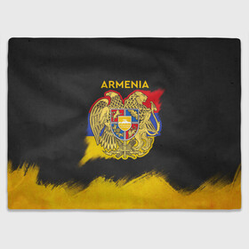 Плед 3D с принтом Yellow and Black Armenia в Екатеринбурге, 100% полиэстер | закругленные углы, все края обработаны. Ткань не мнется и не растягивается | armenia | logo | армения | армян | армяни | герб | лев и орел | лого | символ | флаг | флаг и герб армении