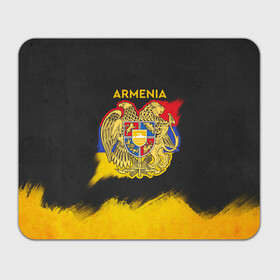 Коврик для мышки прямоугольный с принтом Yellow and Black Armenia в Екатеринбурге, натуральный каучук | размер 230 х 185 мм; запечатка лицевой стороны | Тематика изображения на принте: armenia | logo | армения | армян | армяни | герб | лев и орел | лого | символ | флаг | флаг и герб армении